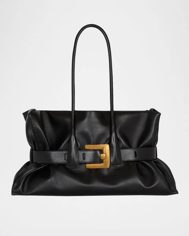 Anthem Large Buckle Shoulder Bag in Calfskin Leather